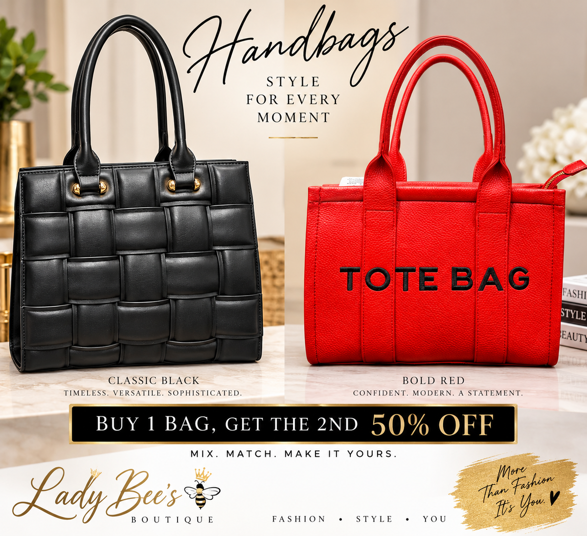 👜 TWICE THE STYLE — SECOND BAG HALF OFF!