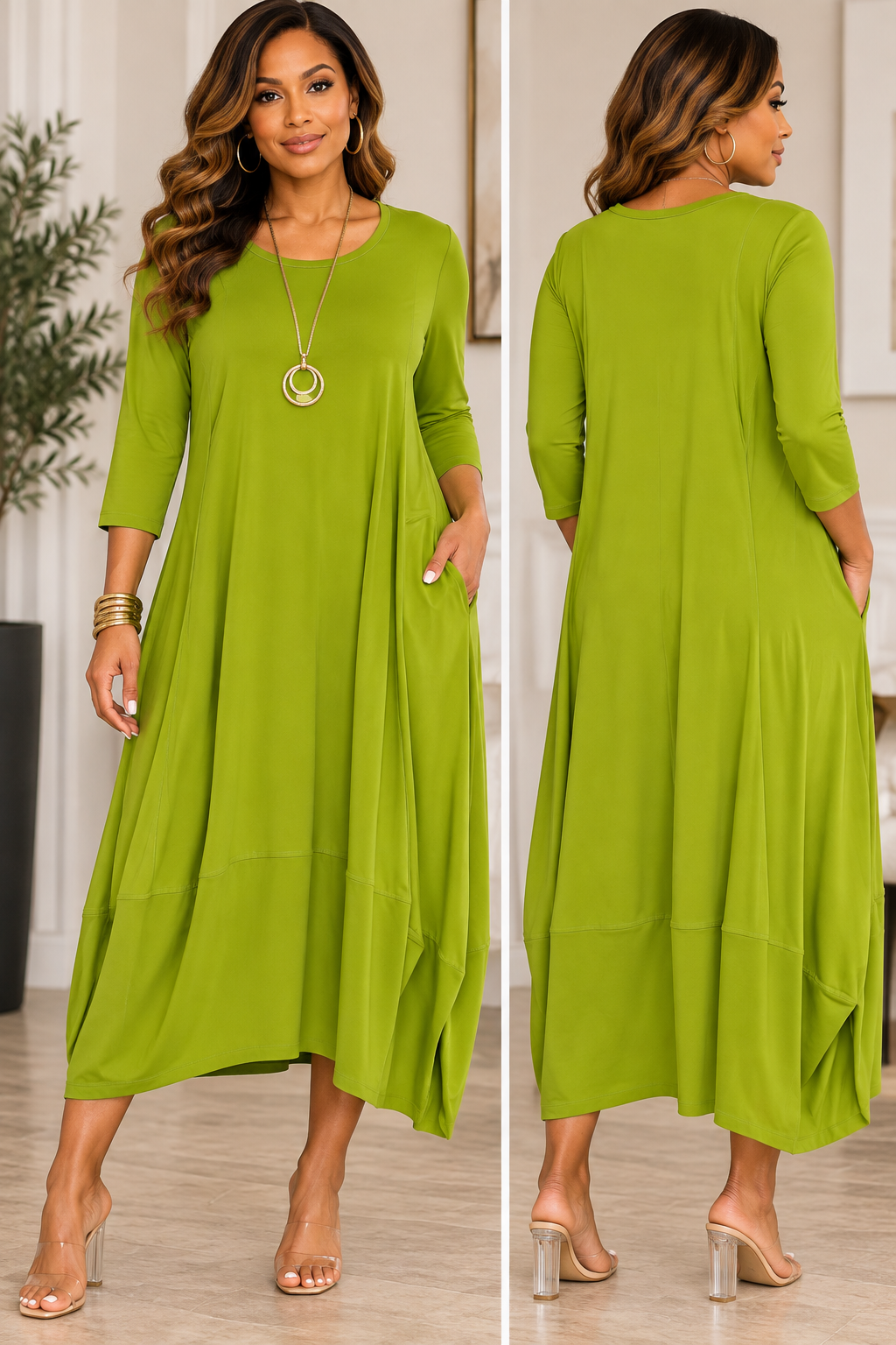 Effortless Elegance High-Low Maxi Dress – Lime