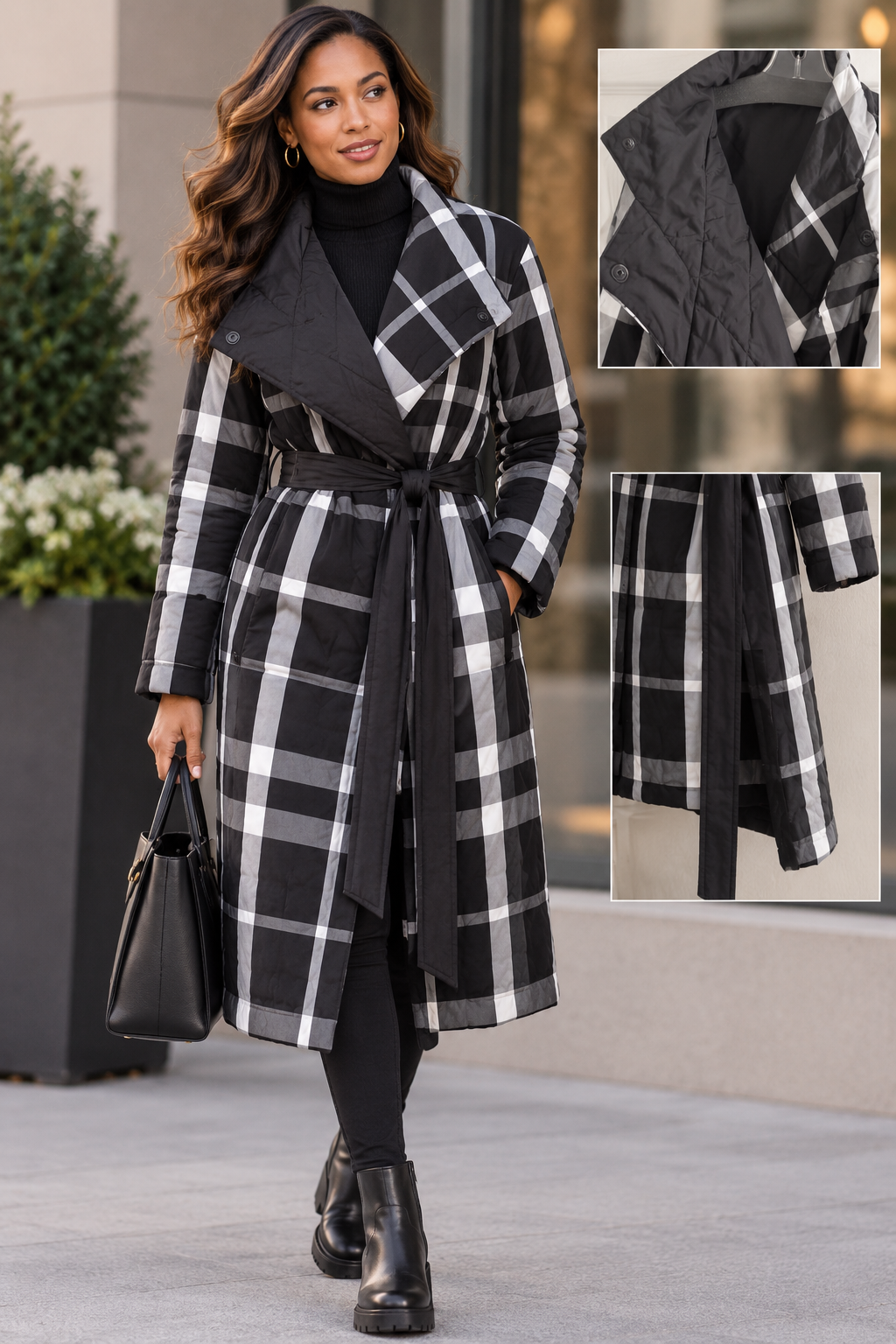 The Uptown Plaid Wrap Coat