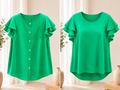 LTX Flutter Sleeve Blouse – Emerald Green