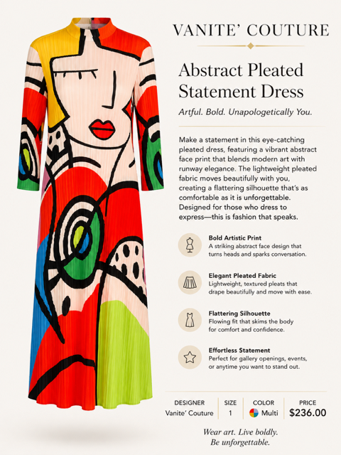 Abstract Pleated Statement Dress