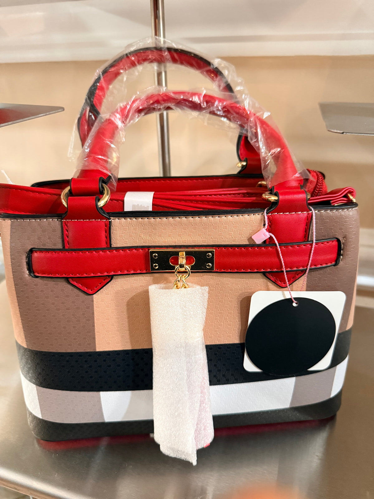 Crimson Elegance Structured Satchel