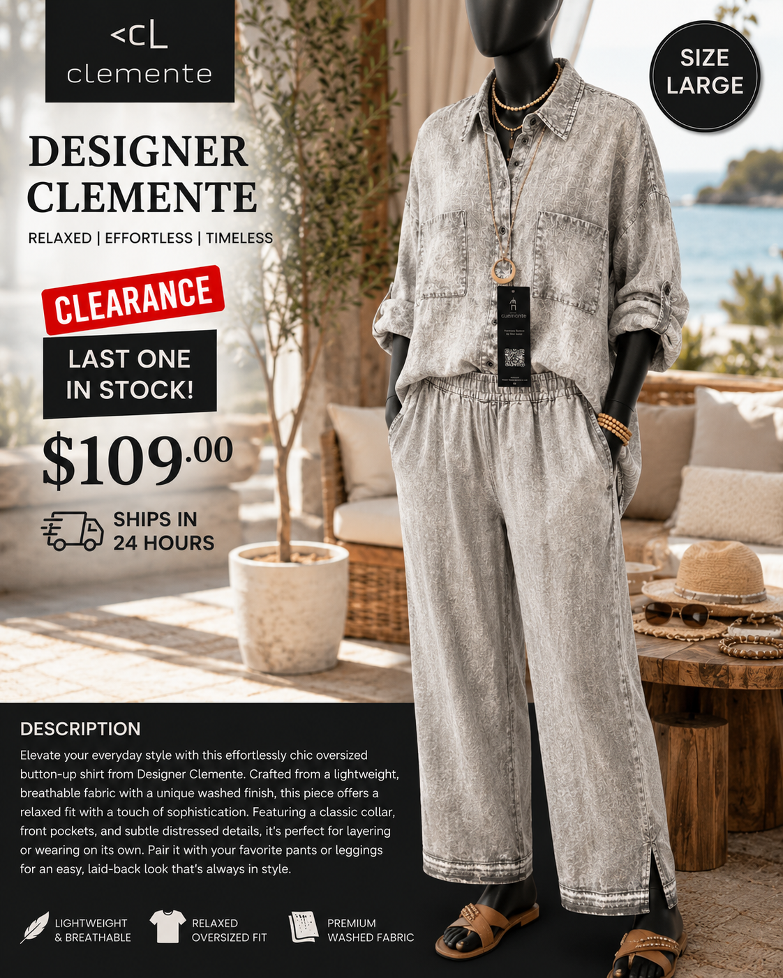 Designer Clemente Oversized Washed Set