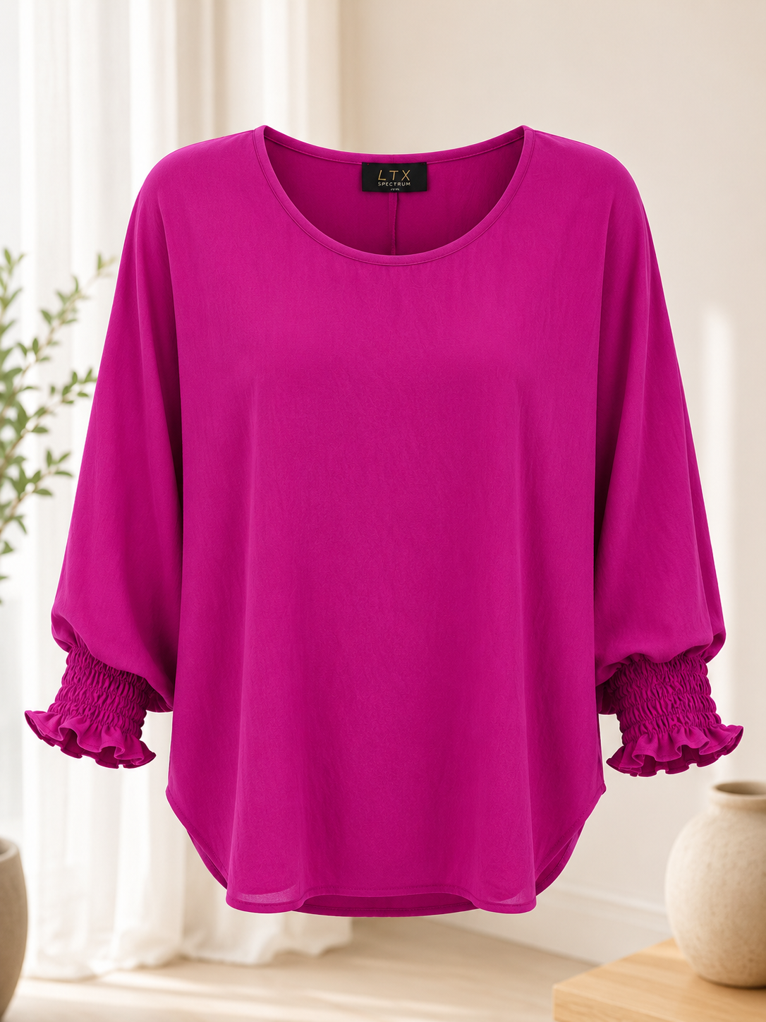 LTX Spectrum Smocked Cuff Blouse – Fuchsia