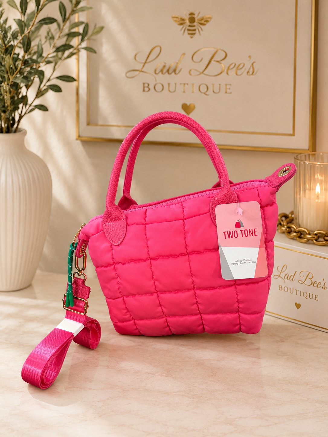 Hot Pink Puffer Satchel