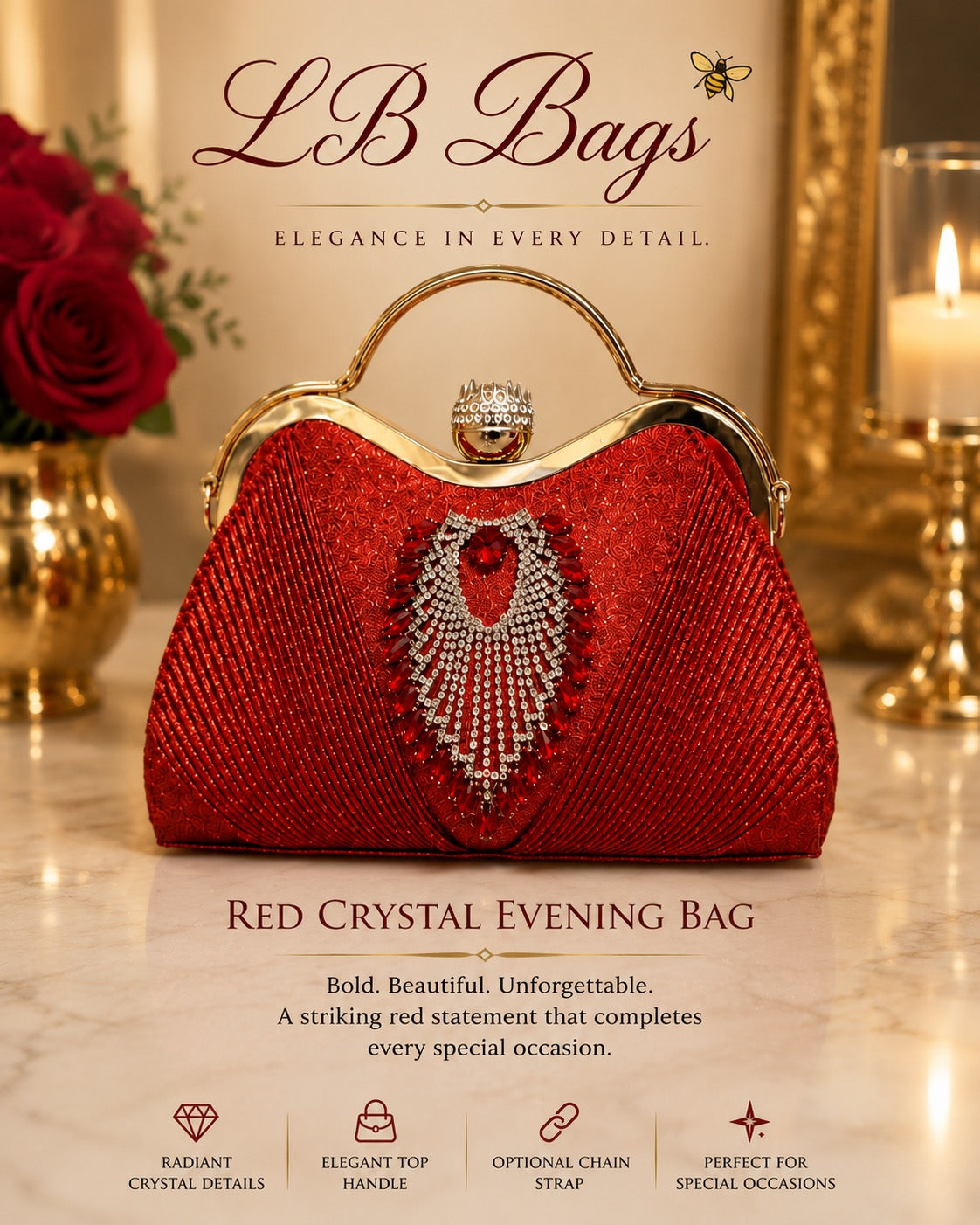 Red Crystal Evening Bag